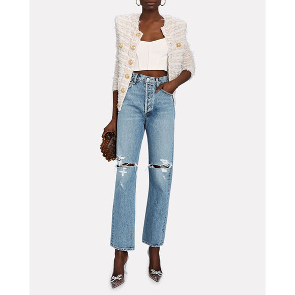Agolde Denim - AGOLDE 90s Pinch Waist High Rise Straight Jeans Rule Wash Rigid Denim Women's 27